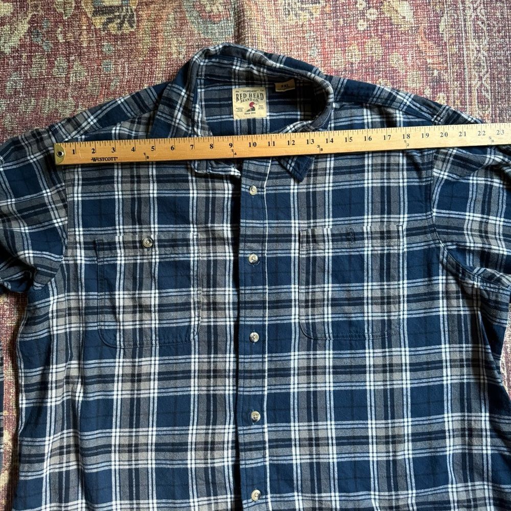RedHead Men's 2XL Blue Plaid Flannel Shirt 100% Cotton - Picture 3 of 10